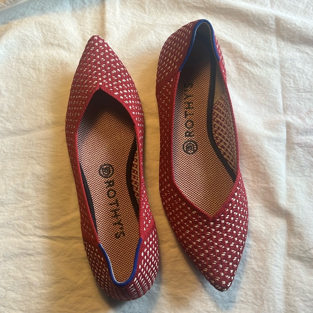 Rothy's Bright Scarlet Red The Point Ballet Flats 9.5
